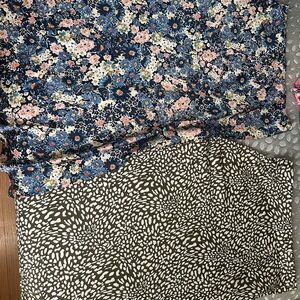 LOFT Blue and Pink Floral A-Line Skirt